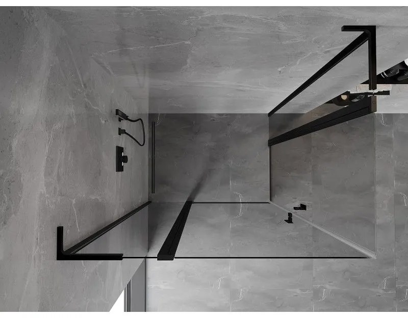 Mexen, Mexen Mist L Duo výklopný sprchový kút 115 x 95 cm, priehľadný, čierny - 8A4L-115-095-70-00