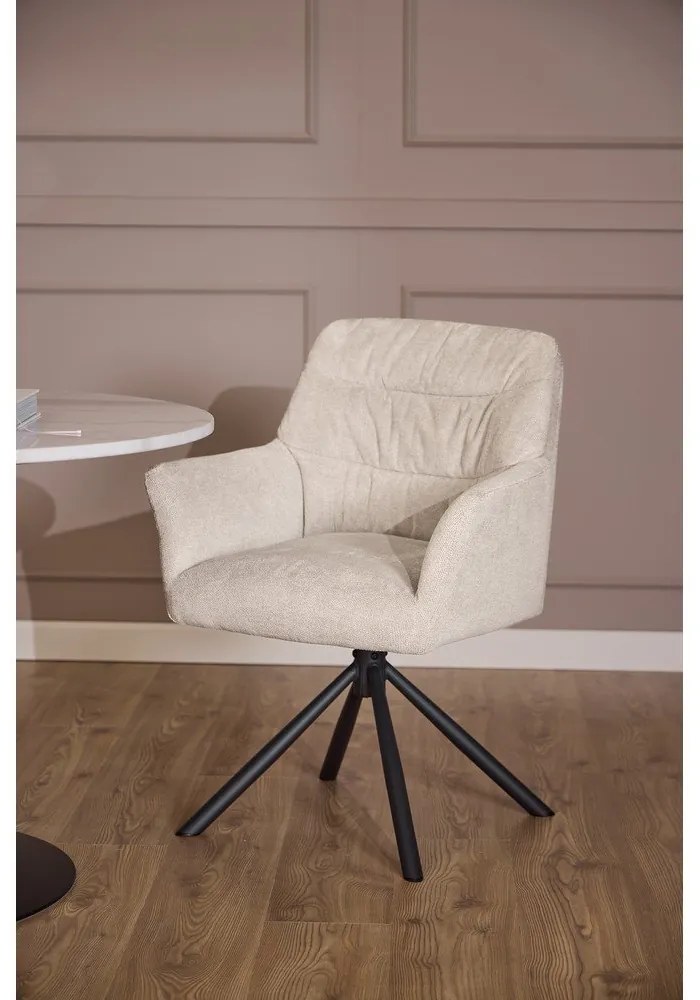 Béžové čalúnené jedálenské kreslo s podrúčkami Alonso – Actona