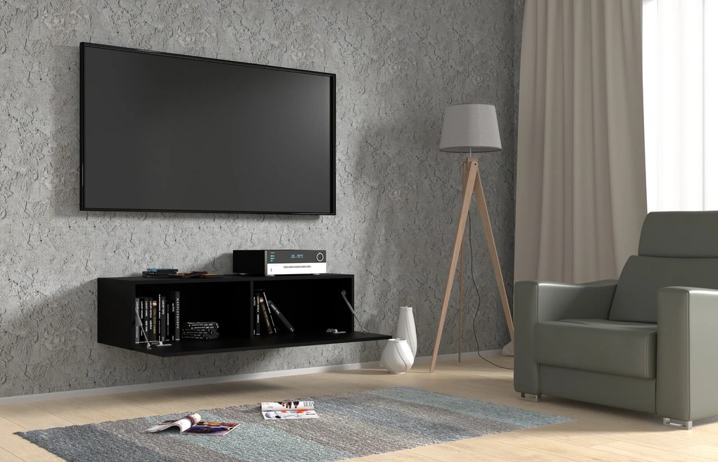 TV stolík/skrinka Banksy 120 (čierna). Akcia -18%. Vlastná spoľahlivá doprava až k Vám domov. 1124899