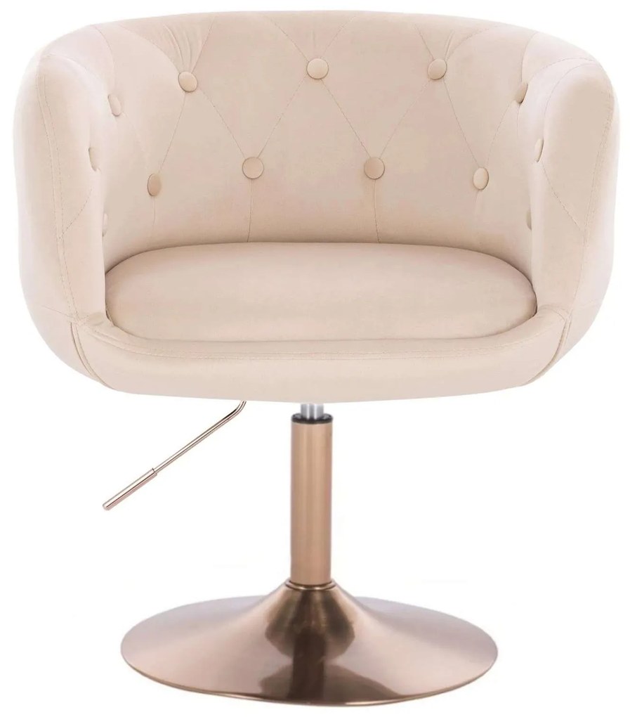 LuxuryForm DESIGN Kreslo MONTANA VELUR na zlatom tanieri - krémové
