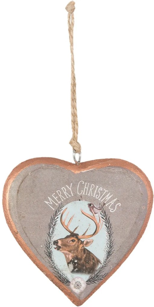 Závesné drevené srdce Merry Christmas - 9 * 1 * 9 cm
