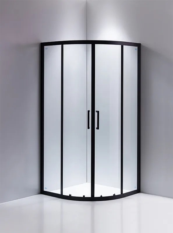 BPS-koupelny Štvrťkruhový sprchový kút HYD-RK01B 90x90 čierna/transparent - bez vaničky