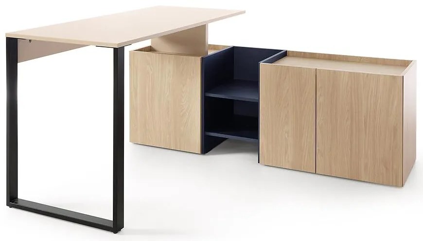 Písací Stôl Sergio SE8+Komoda 3D Béžová /Dub/Námornícka Modrá