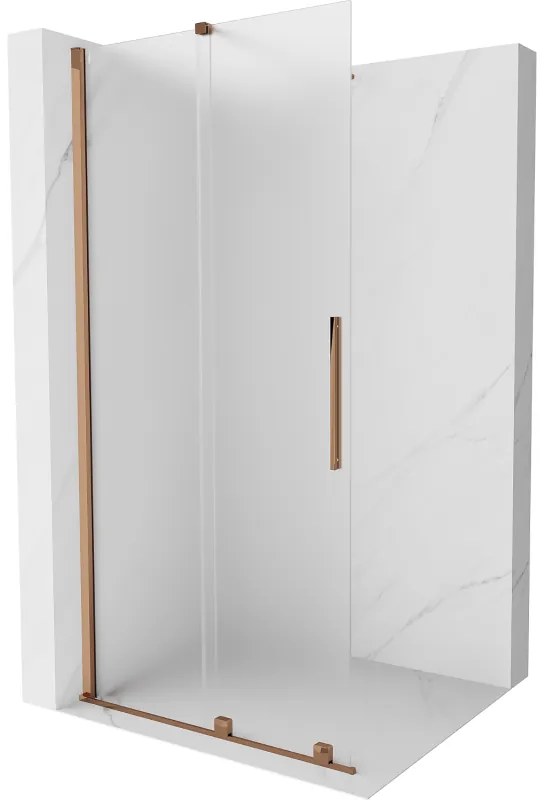 Mexen Velar, sprchová zástena s posuvnými dverami Walk-in 110 x 200 cm, 8mm sklo námraza, ružové zlato, 871-110-000-33-60