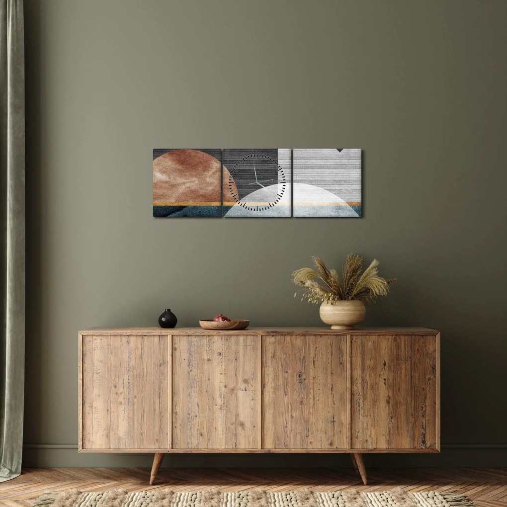 Obraz - Tvary a textúry (s hodinami) (90x30 cm)
