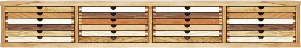 Závesný kabinet na stenu s 24 zásuvkami SIXtematic A4, 160×31×25 cm Čerešňa