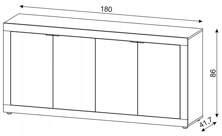 Komoda Lunea 180 cm šedá/dub Matera tmavý