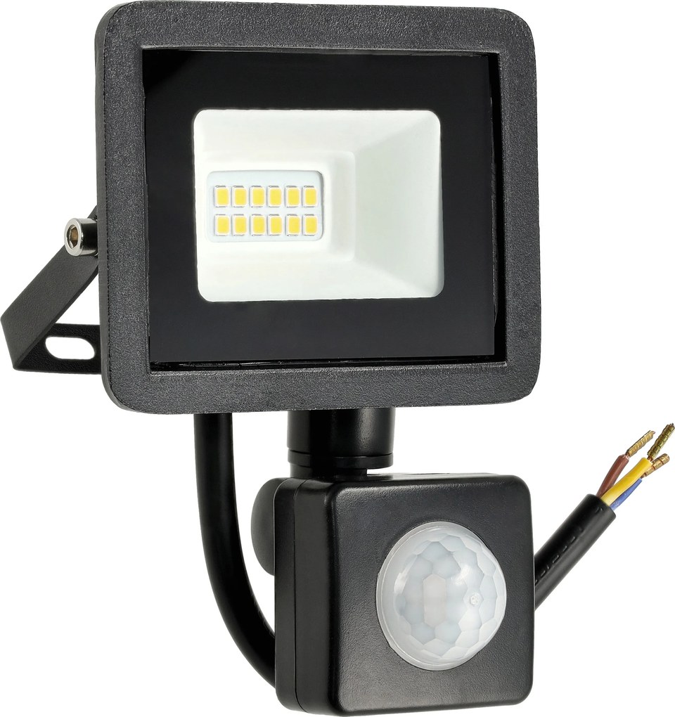 LED reflektor 10W 900lm so senzorom pohybu, súmrakový reflektor IP65