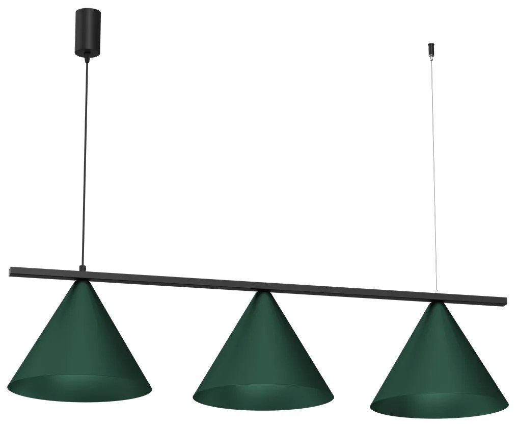 Závesné svietidlo Capital, 3x zelené kovové tienidlo, (fi 30cm), gr