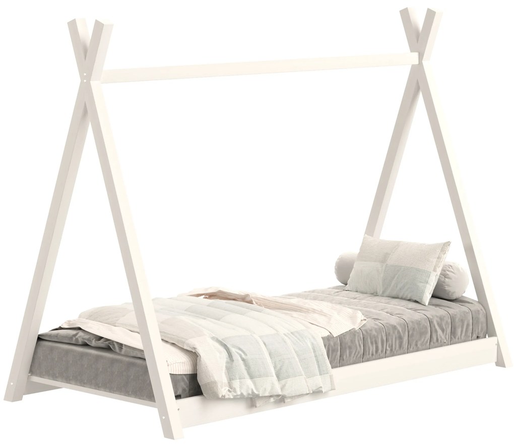 Detská posteľ Tipi 70x140 drevený domček - biely