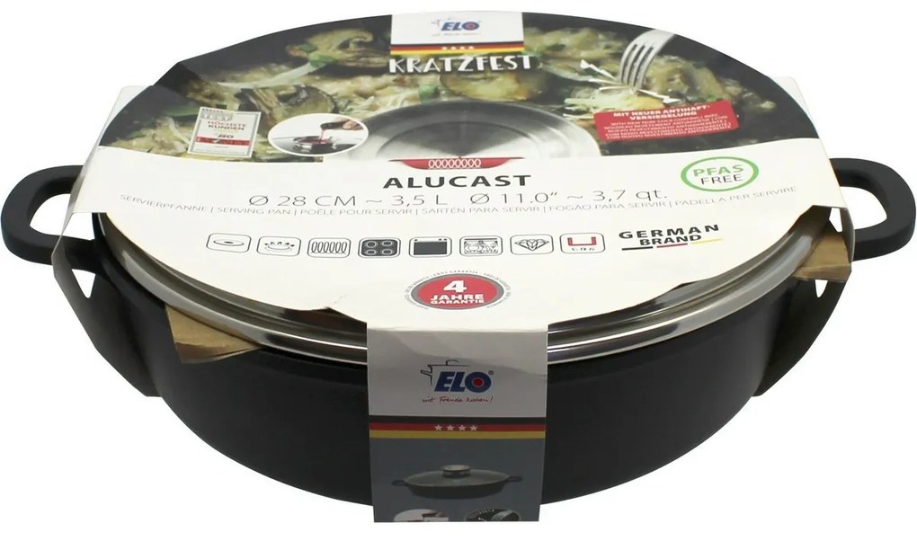 Elo 19628 Pekáč so sklenenou pokrievkou a aróma úchytom Alucast 28 cm, 28 cm