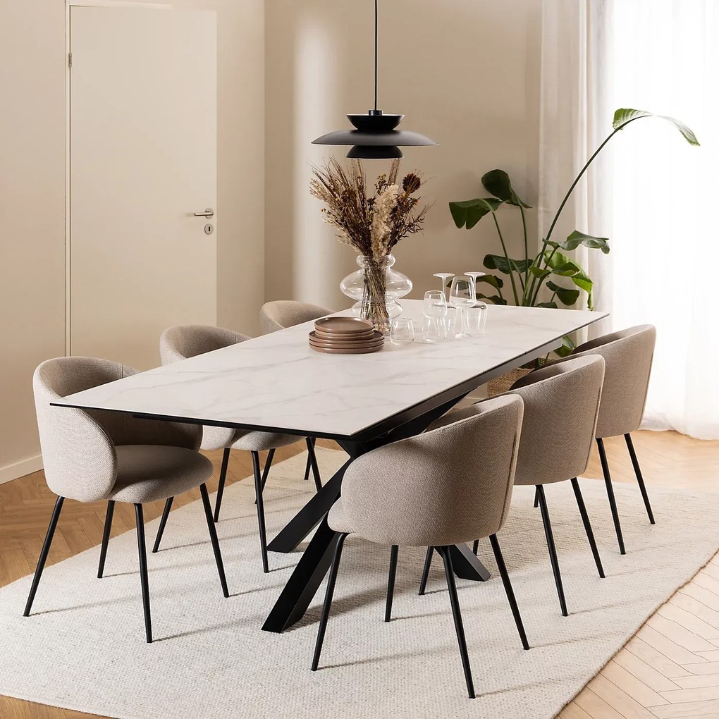 Jedálenský rozkladací stôl Heaven 200/240 cm biely mramor/čierny