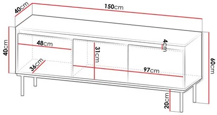 TV skrinka Gelean 3D (čierna + zlatá) . Vlastná spoľahlivá doprava až k Vám domov. 1106217