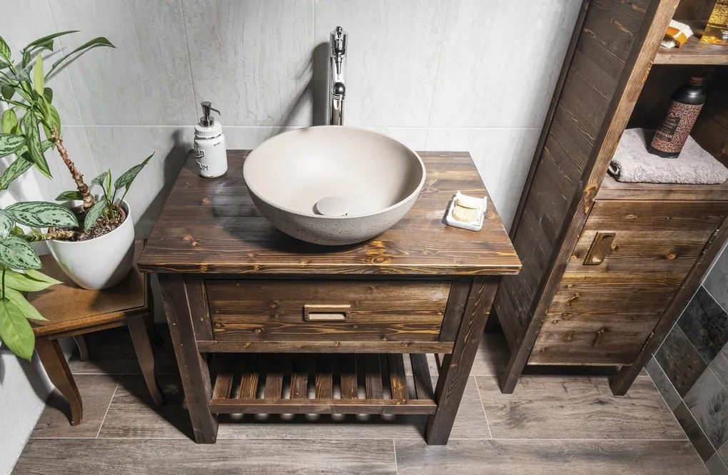 Sapho Sapho, BRAND umývadlová skrinka 130x73x50cm, morený smrek, BA131S