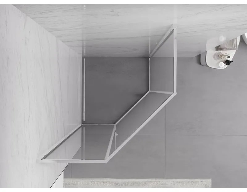 Mexen Exo, päťuholníkový sprchový kút s výklopnými dverami 80 x 80 cm, 6mm číre sklo, chrómový profil, 812-080-080-01-00