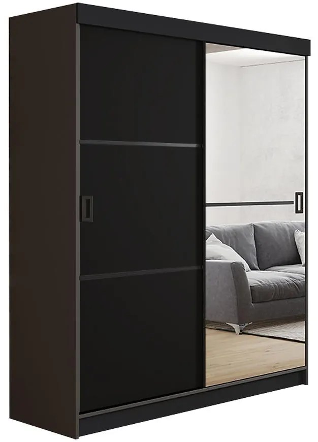 Skriňa Retro 138 2L grafit/ Dvierka čierna