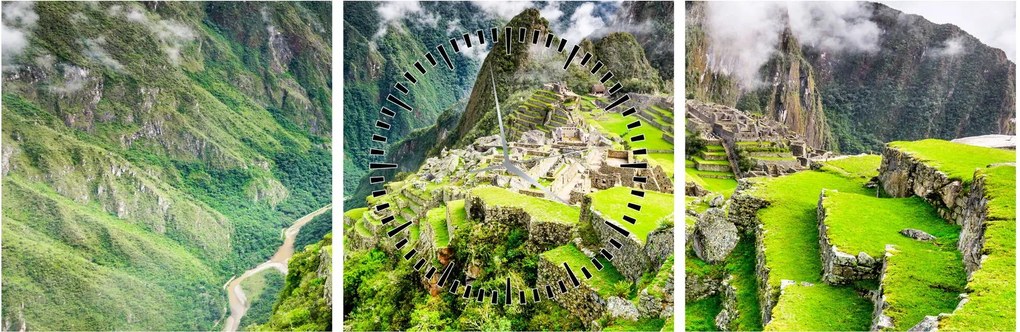 Obraz - Machu Picchu (s hodinami) (90x30 cm)