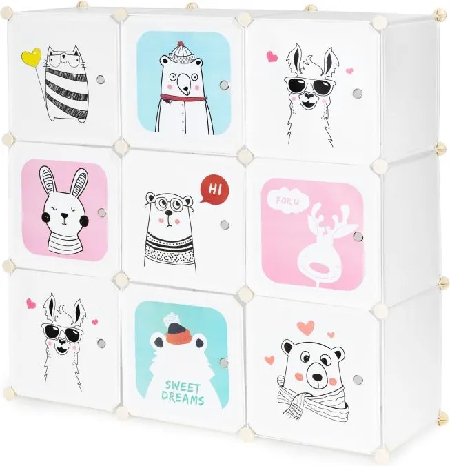 Detská modulárna policová skriňa s 9 policami