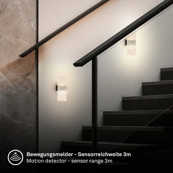 Briloner 3888012 - Nabíjateľné nástenné LED svietidlo AURA so senzorom, 2,5 W / 5 V, 1800 mAh, matné