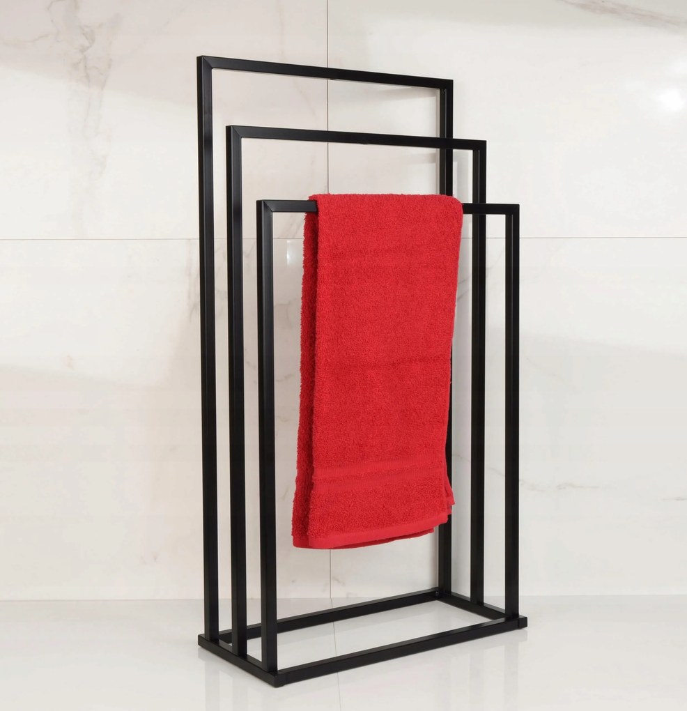 Stojan na uteráky - 3 ramenný - čierny