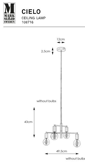 Markslöjd 108716 - Luster na lanku CIELO 4xE27/40W/230V čierna