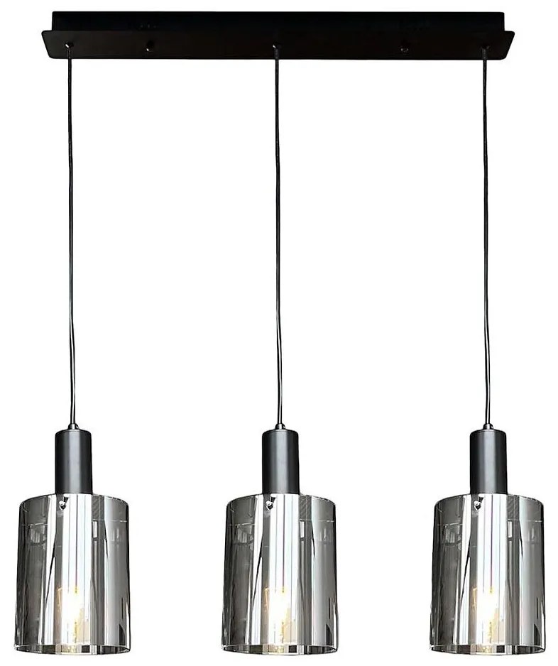Luster na lanku ARCADIA 3xE27/60W/230V čierna/dymová