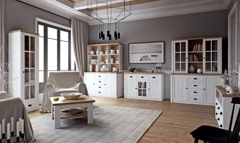 Vitrína PROVENCE W2S, sosna andersen / dub lefkas