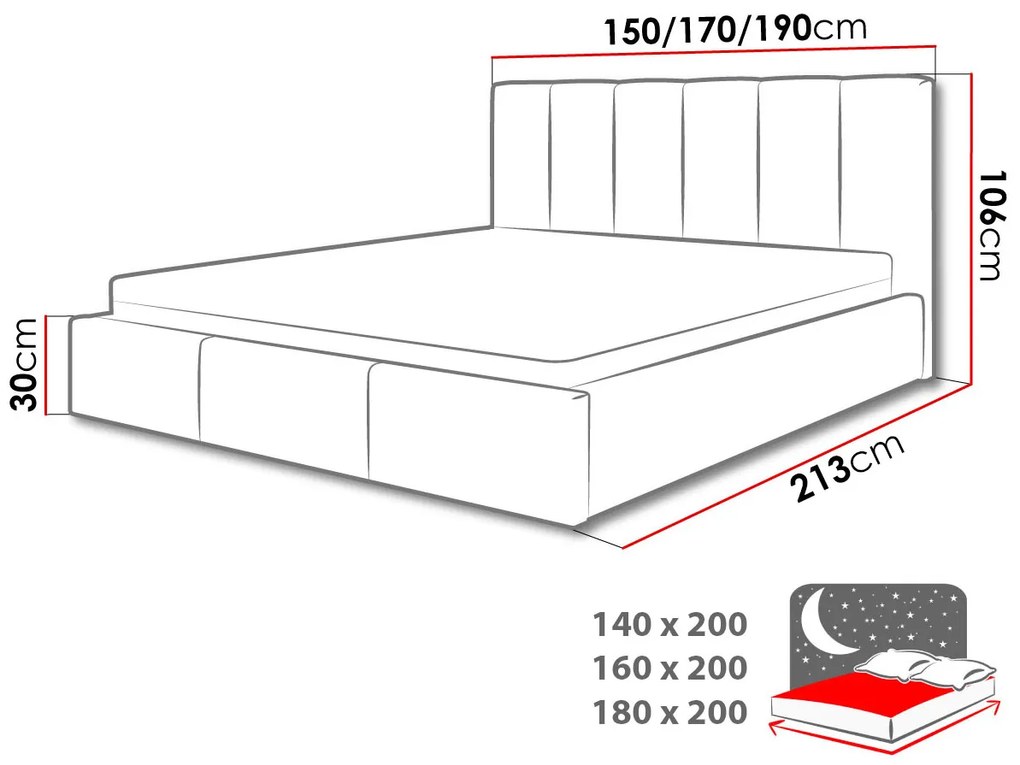 Manželská posteľ 160cm Tess (sivá). Vlastná spoľahlivá doprava až k Vám domov. 1123207