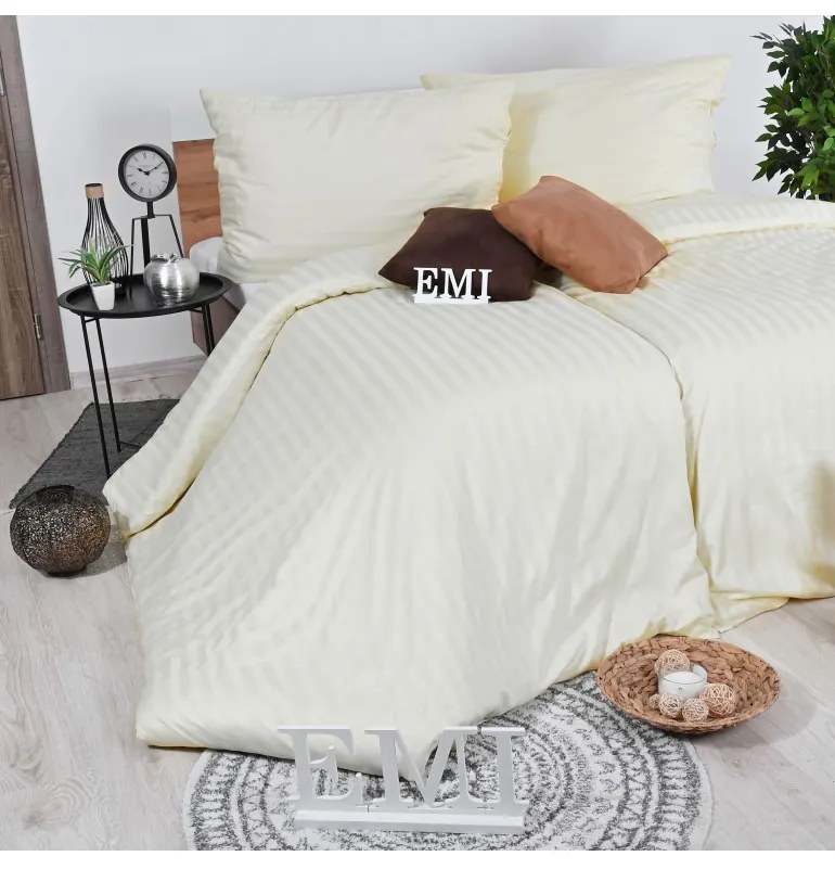 Obliečky damaškové krémové EMI, Štandardný set jednolôžko obsahuje 1x 140x200 + 1x 70x90