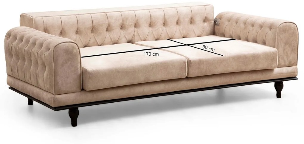 Dizajnová rozkladacia sedačka Rococo 220 cm béžová
