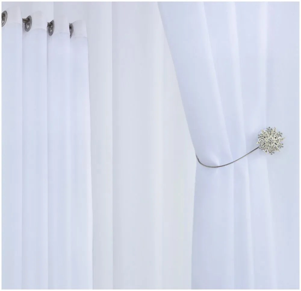 Dekorstudio Jednofarebná záclona - Biela - vlastný rozmer Uchytenie závesu: Dekoračné krúžky antracitové, Šírka záclony: 1000cm