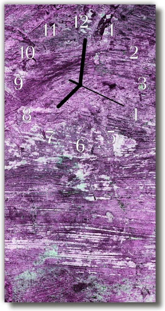 Sklenené hodiny vertikálne  fialové drevo