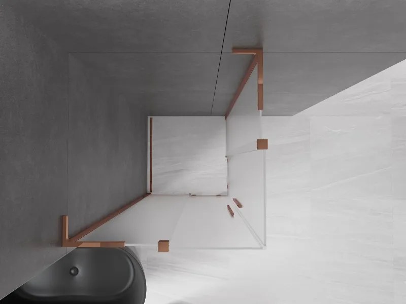 Mexen Velar L Duo, sprchový kút s posuvnými dverami 90 x 90 cm, 8mm sklo námraza, ružové zlato, 871-090-090-02-33-60