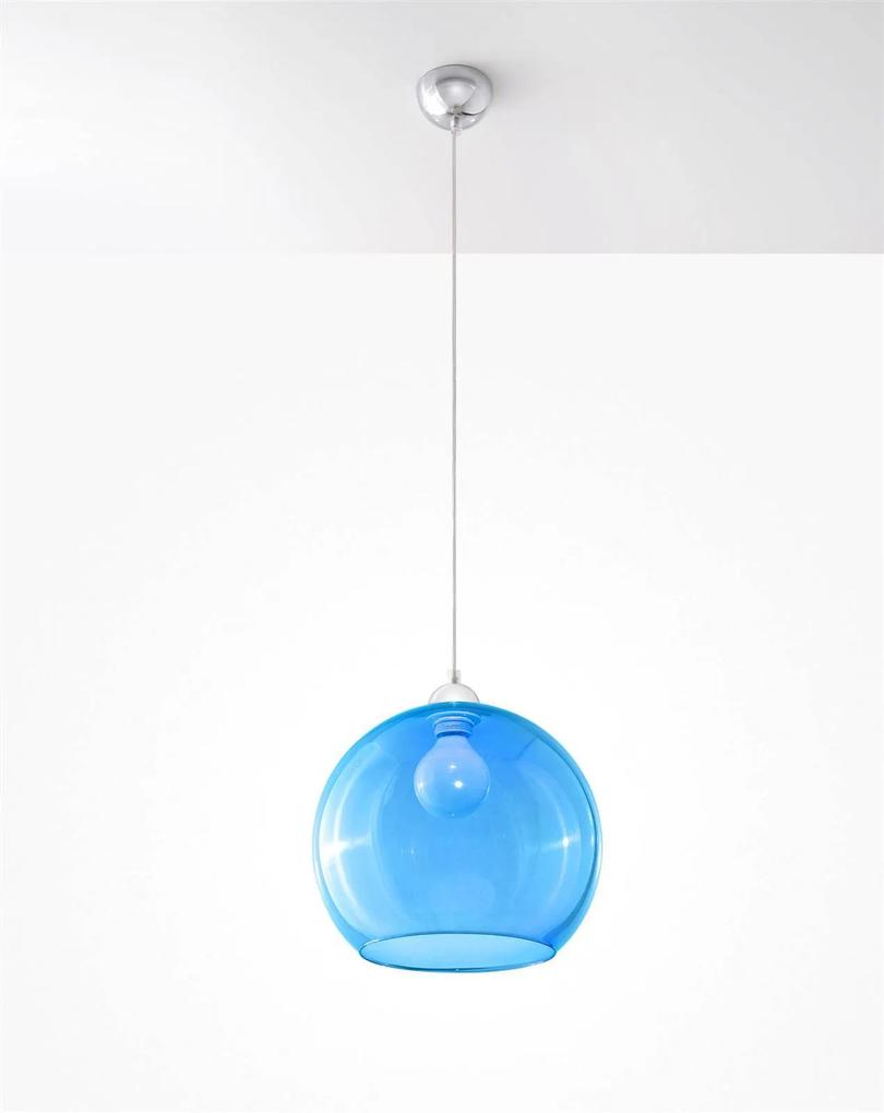 Závesné svietidlo Ball, 1x modré sklenené tienidlo