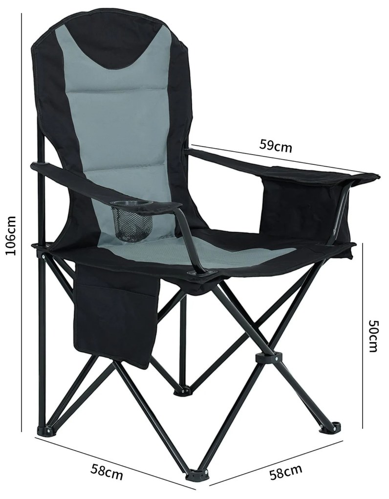 Kempingová stolička FOTYN čierno-sivá