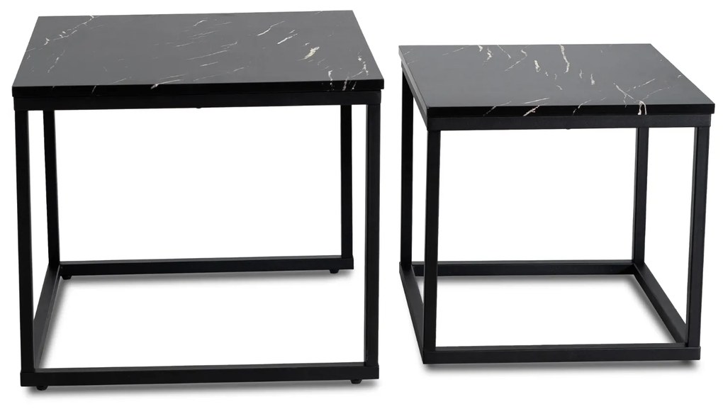 PROXIMA.store - Loftový set konferenčných stolíkov TEVET FARBA: biely mramor, FARBA NÔH: čierna