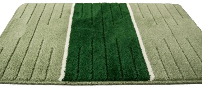 Sada kúpeľňových koberčekov COMO zelená / krémová, pruhy