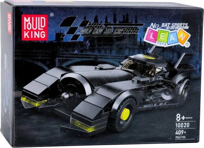 LEAN Toys Stavebné kocky Superhrdinské pretekárske auto čierne 409 el.