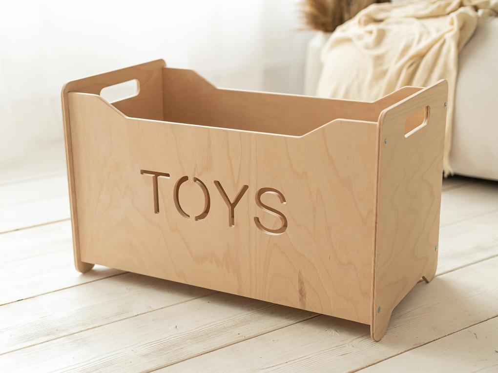 Woodisio Box na hračky TONI Farba: Transparentný lak - biela, Variant: Mini