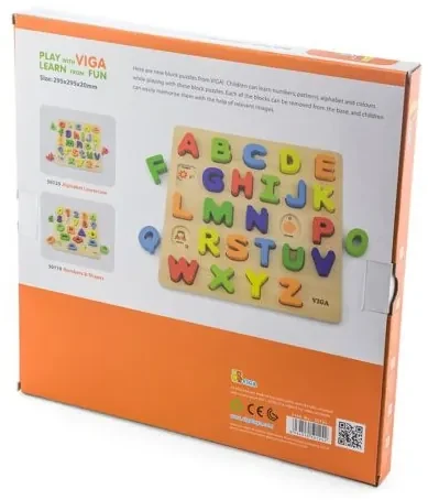Viga Drevené vkladacie puzzle Viga Čísla a tvary