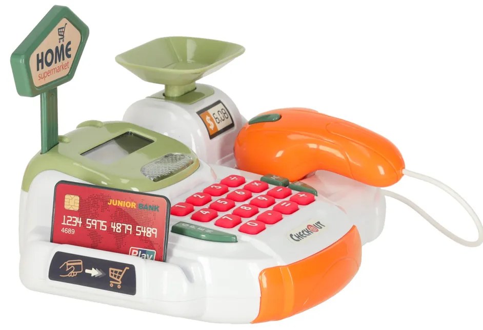KIK Pokladňa pre deti, supermarket, obchod, skener, kalkulačka, košík s príslušenstvom 36 ks.