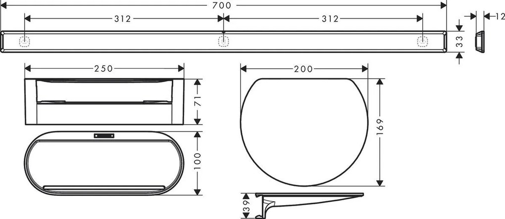 Hansgrohe WallStoris, sada k vani, čierna matná, HAN-27966670