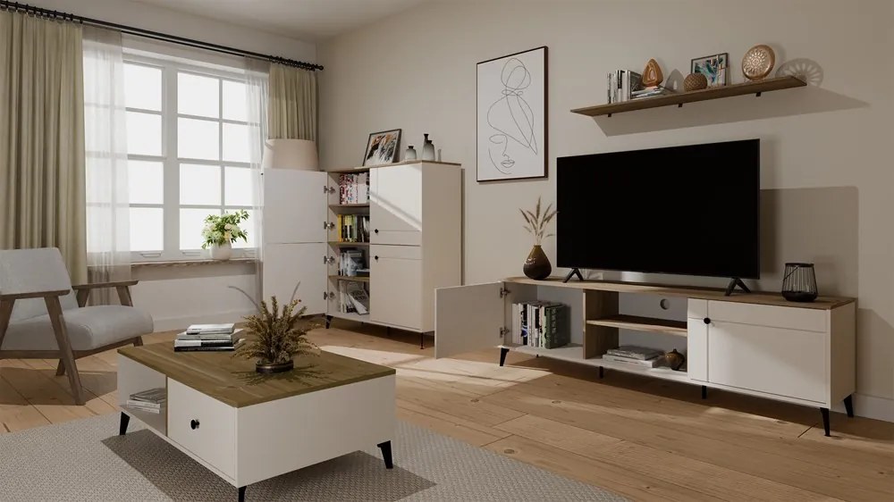 TV stolík Point 183 cm dub Castello/kašmírová