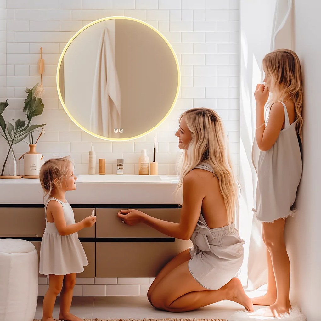 Nimco Biele okrúhle LED zrkadlo pr. 900 mm s dvoma dotykovými senzormi - ZPB 28003RVX-05
