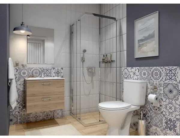 Cersanit S801-539 - Závesná kúpeľňová skrinka s umývadlom NIKO 80x45 cm orech