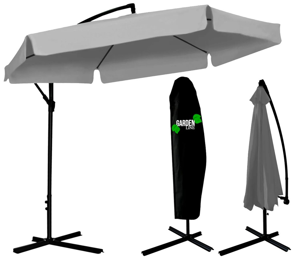 Záhradný slnečník 3 m - Banana - sivý s obalom