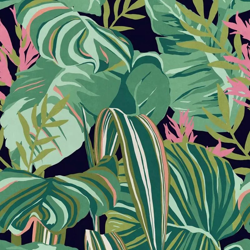 MINDTHEGAP Tropical Foliage Anthracite - tapeta