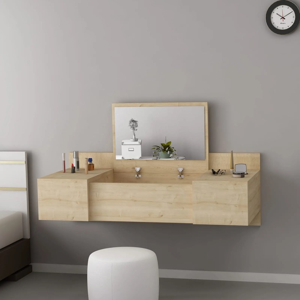 Závesný toaletný stolík Esmé dub prírodný