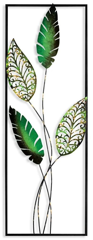 Nástenná kovová dekorácia Timeyi 3 zelená/čierna