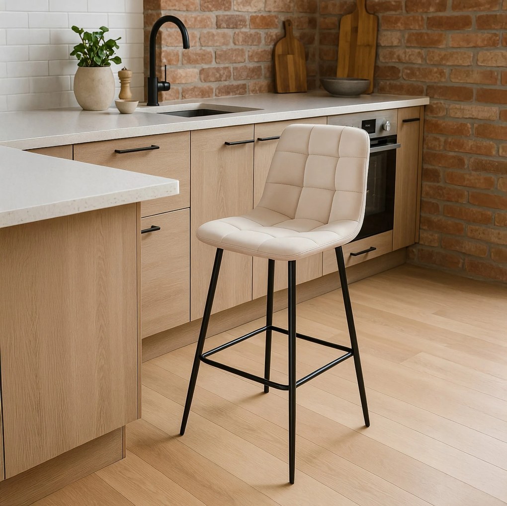 Barová stolička Hamilton zamatová béžová